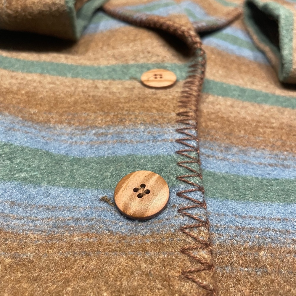 VTG Casual Corner Wool Blend Stripe Coat Pendleton Style Southwestern Size 10 - Picture 2 of 7